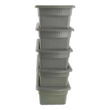5 Plastic Storage Boxes, Shoe Rack, Multipurpose Organizer - Light Grey - View 3