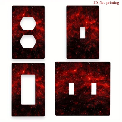 1 cái [in 2D] Nắp ổ cắm điện hình bầu trời sao đỏ độc đáo, trang trí nhà cửa phòng ngủ, nhà bếp.