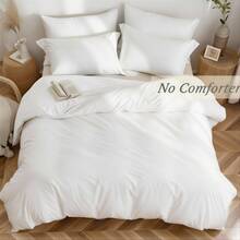 Duvet Cover Set Queen/King Size 100% Microfiber Soft And Breathable 3 Pieces Premium Comforter Cover Zipper Closure & Corner Ties White Solid(With 1 Duvet Cover And 2 Pillowcases) - White - View 3