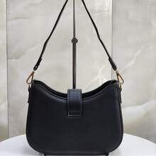 Bolsa Feminina Ombro Chic Luxo Alça Ajustável Transversal Couro Sintético Premium Elegante Moderna - Preto - Visão 3