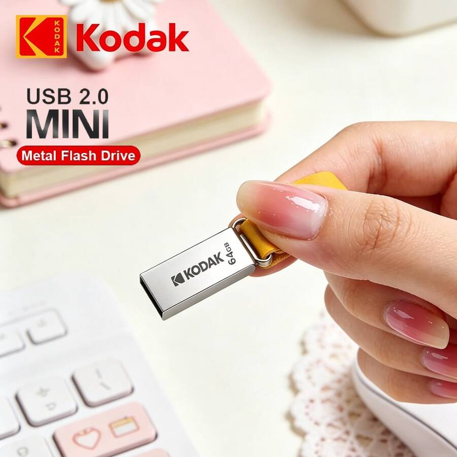 Kodak USB 2.0 Metal Flash Drive 32GB 64GB High-Speed Mini USB Drive With Leather Lanyard K122