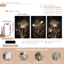3 件套帆布抽象植物花卉装饰画，可选择带框或不带框，是理想的乔迁礼物、大学宿舍公寓装饰、酒店、家庭、客厅、卧室、浴室和办公室墙面装饰礼品。 - A - 查看 19