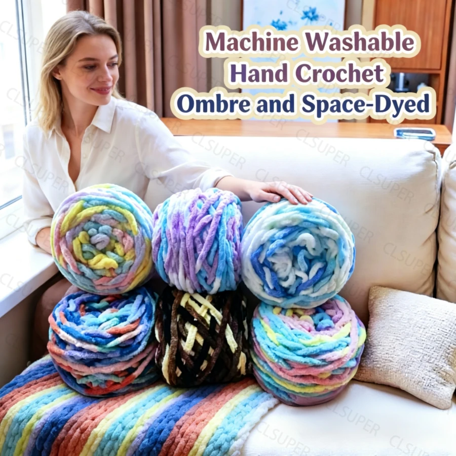 1卷 = 50克/1.76盎司 多色冰棒色毛线/亮丽毛线/单股针织毛线/柔软蓬松/保暖耐用/可机洗/手工/钩编/渐变染色/多色/舒适/家居装饰/DIY毯子、地毯、枕头、宠物床、围巾、帽子、垫子、沙发靠垫