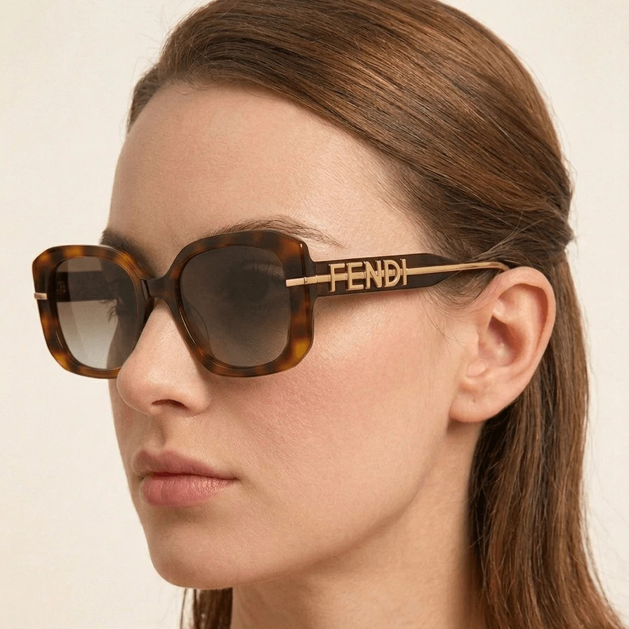 Fendi Fendigraphy Geometric Shape Women's Sunglasses FE40065I5555B - 哈瓦那棕FE40065I5555B - 查看 1