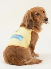 PETCIRCLE 1件宠物衣服，狗狗/猫咪服装，贵宾犬，泰迪熊，小型犬/幼犬，快乐小狗/小猫休闲时尚可爱舒适波点背心 - 黄色 - 黃色 - 查看 3