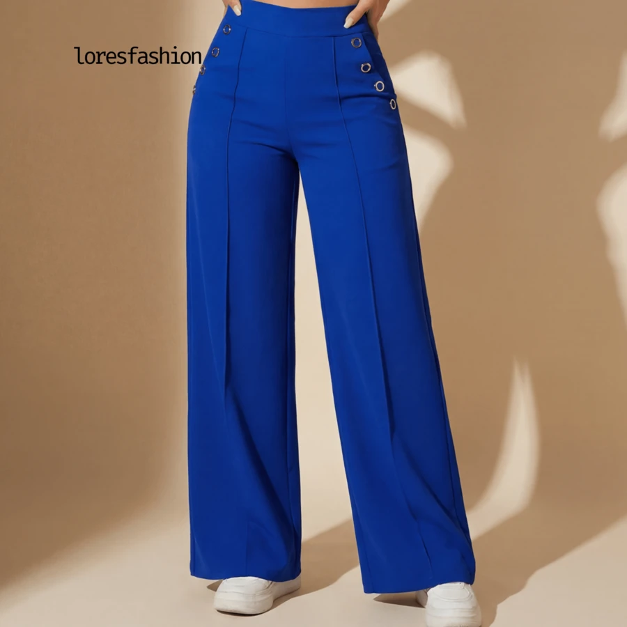Pantalón de vestir para mujer diseño moderno y sofisticado con cintura alta que estiliza la figura y realza la silueta, ideal para mujeres jóvenes y señoras que buscan un estilo casual elegante para oficina, reuniones, eventos especiales o salidas; confeccionado en tela crepé no se transparenta al usarlo , interior suave, cómoda y resistente, con stretch que se adapta al cuerpo sin perder su forma; corte recto de pierna ancha que aporta libertad de movimiento y una caída fluida detalle de Boton forrado cada uno a su color de pantalón  y a las orillas oro al costado  que añade un toque refinado y femenino; pretina posterior elasticada para un ajuste perfecto y cómodo durante todo el días  con bolsillos frontales para mantener una línea limpia y estilizada, prenda versátil que combina fácilmente con blusas, camisas o tops para crear looks formales o casuales; resistente a arrugas y al pilling, lavable a máquina sin deformación, pieza atemporal que no pasa de moda .