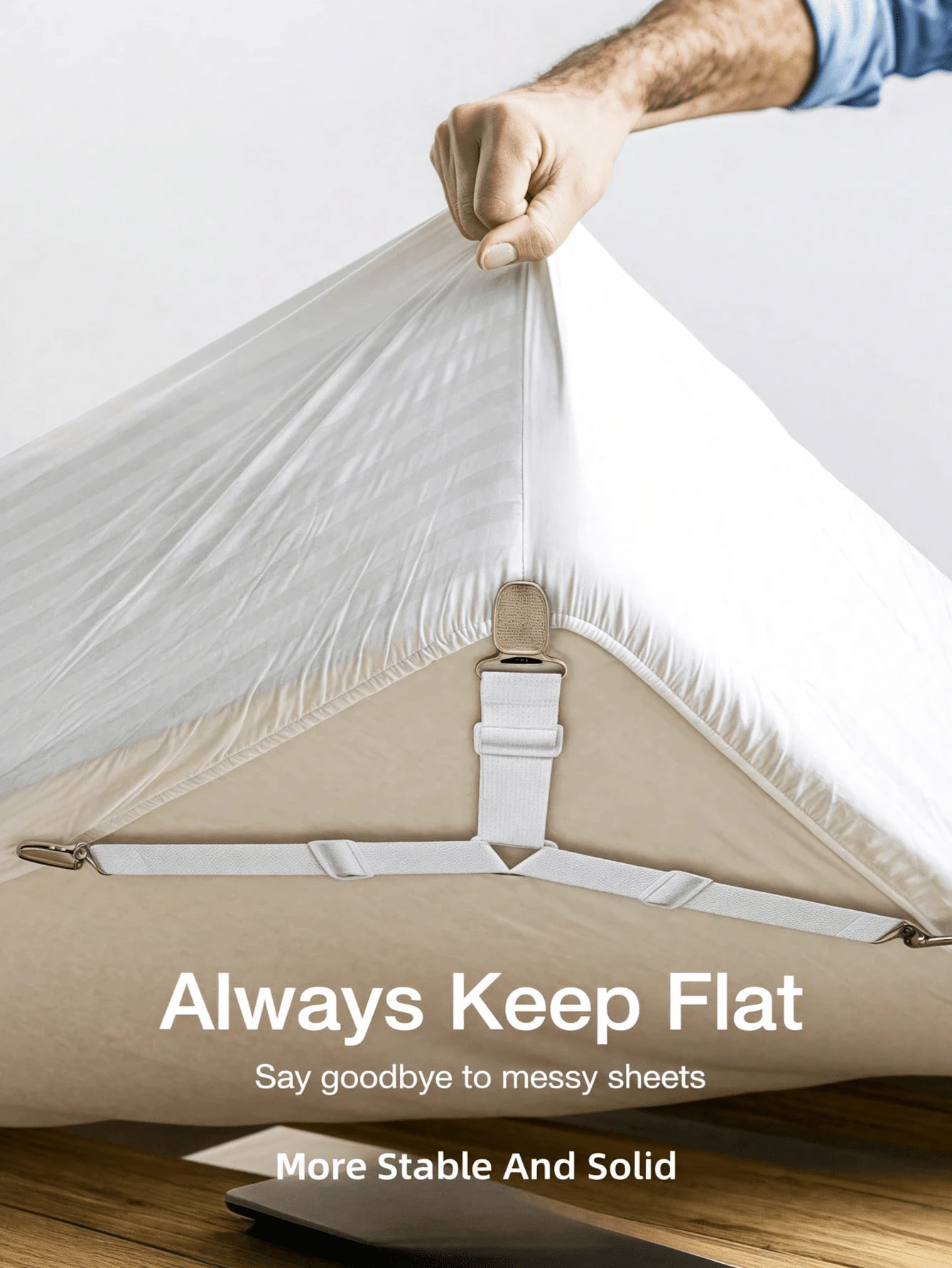 4pcs Triangle Quilt Clips, Metal Adjustable Elastic Bands Quilt Fasteners, Practical Invisible Non-Slip Bedsheet Clips, Suitable For Sofa Cushions, Quilts, Home Textiles, Household Items - White - General - View 1