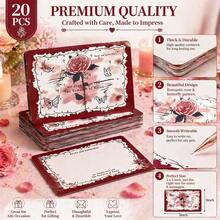 Romantic Love Greeting Cards – 20pcs "To My Beloved" Anniversary & Valentine's Cards – Premium Blank Inside Set For Husband, Wife, Girlfriend, Boyfriend – Perfect Gift Add-On For Special Occasions - Rose Red - View 2