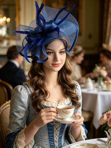 Women's Fascinators Hats For Women - Tea Party Hats Fascinators Kentucky Headband Feather Cocktail Derby Hat For Bridal Wedding Hat - Màu xanh lam - Xem 5