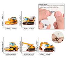 Bộ 5 thước hạt acrylic hình xe công trình, thước bỏ túi/cầm tay trong suốt, dụng cụ học tập kiểu hoạt hình dễ thương, có thể treo trên ba lô, hộp bút, dụng cụ đo nhỏ gọn bỏ túi. - xe kỹ thuật - Xem 10