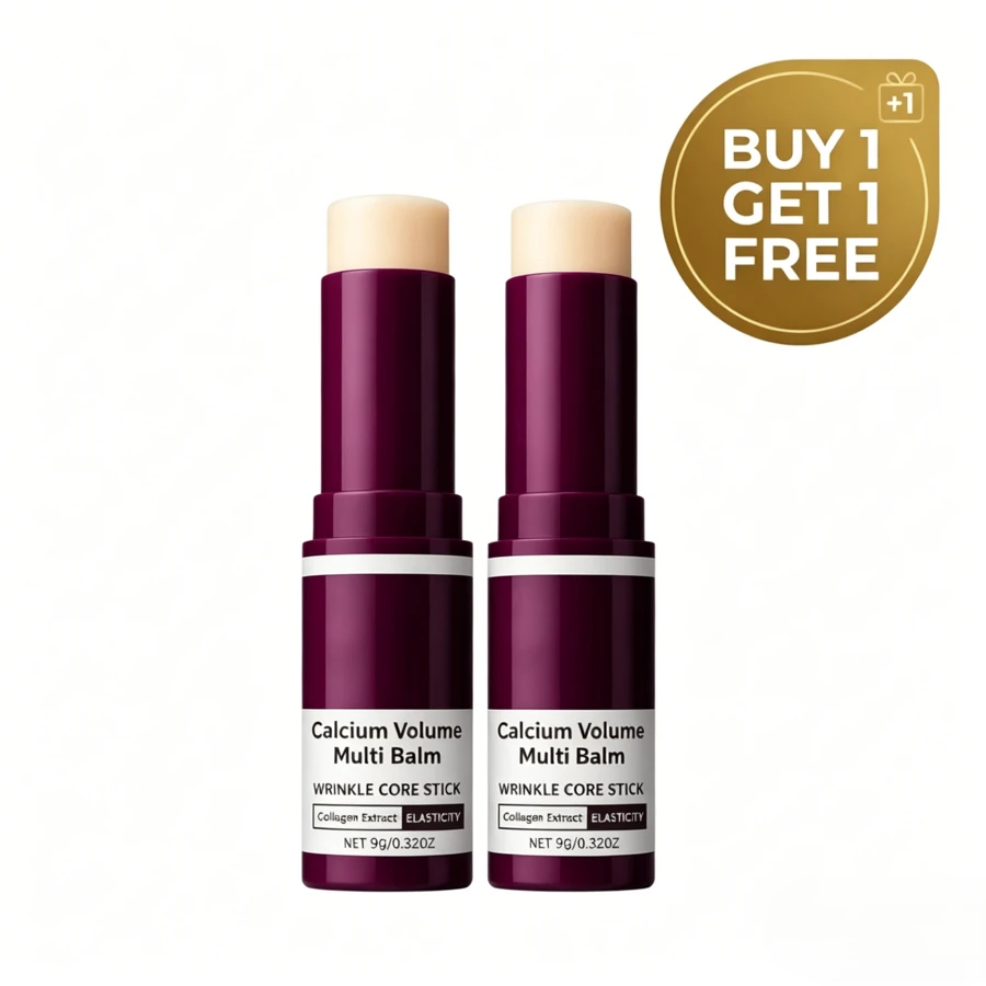 Calcium Multi Balm, Calcium Volume Multi Balm, Wrinkle Core Stick, Korean Collagen Moisturing Stick, Anti-Aging, Hydrating, Firming Skin, Suitable For Eyes, Neck, Face, 9g Buy 1 Get 1 Free - 紫色的 - 查看 1