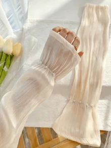 Lengan Pelindung Matahari Longgar Ukuran Besar dari Sutra Es, Penutup Lengan Anti-UV Bernapas dengan Elastis dan Mutiara, Manset Tabir Surya Ukuran Besar yang Tidak Ketat untuk Mengemudi, Bersepeda, Olahraga Luar Ruangan, Pakaian Musim Panas Sehari-hari - MultiWarna - View 4