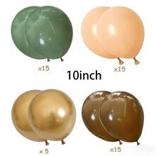 50pcs/Set Green And Brown Balloons, 10-Inch Sage Green, Dark Brown, Beige Latex Balloons, Gold Metallic Balloons, Olive Green Gold Nude Coffee Balloons For Jungle Safari Zoo Forest Theme Birthday Decoration - Mixed Styles - View 4