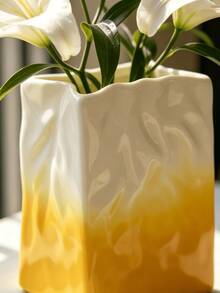 1pc Beige Minimalist Nordic Style Crumpled Paper Texture Resin Vase - Dried Flower Fresh Flower Decor Vase, Decorative Storage For Shelves, Living Room Floral Decor | Home Decor, Room Decor, Retro Decor, Boho Style Decor, Desktop Decor, Unique Gift, Tabletop Centerpiece, Home - New Model - View 9