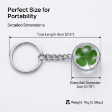 3pcs/Set Clover/Four-Leaf Clover Keychain, Lucky Four-Leaf Clover Crystal Ball Pendant Keyring, Irish St. Patrick's Day Gift, Easter Gift Bag Decoration, Birthday, Party, Holiday, Mother's Day Gift - 3-piece Set - View 4