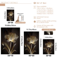 3 件套帆布抽象植物花卉装饰画，可选择带框或不带框，是理想的乔迁礼物、大学宿舍公寓装饰、酒店、家庭、客厅、卧室、浴室和办公室墙面装饰礼品。 - A - 查看 9