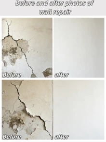 JUE FISH 多用途墙面修补膏 - 适用于各种墙面问题，例如裂缝、油漆剥落、污渍和钉孔。这款质地柔滑的修补膏易于涂抹和打磨，可打造光滑均匀的表面，并具有抗泛黄和抗开裂的特性。其防潮配方也适用于浴室和厨房。它可以轻松修复墙面瑕疵，使墙面焕然一新。是一款实用高效的家居墙面翻新和修补工具。（产品已升级，外观略有不同，但效果相同，新旧型号随机发货。） - A - 查看 2