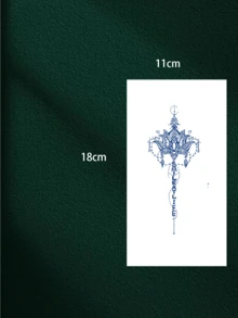 1pc Fashionable Herbal Semi-Permanent Tattoo Sticker, Unique Cool Blue Lotus Flower Design, Waterproof, Sweat-Proof, Unisex, Lasts 7-14 Days, Easy To Apply And Remove, Can Cover Scars - Blue - View 4