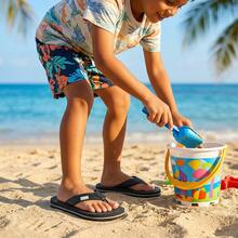 Youth Big Kids Flip Flops Boys Sandals Summer Thong Slide Sandals For Beach Pool Shower - 黑色 - 查看 2