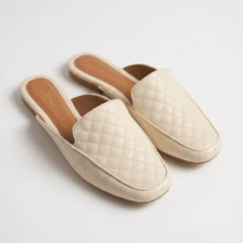 Women's Mule Flat Shoe With Quilted Detail, Open Back, Comfortable And Soft For Everyday Wear - 離開 - 查看 4