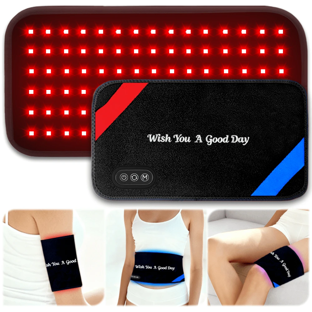 Red Light Therapy For Body – 90 LEDs (660/850/460nm), Wearable Infrared & Blue Light Therapy Pad (13"X7.3") For Pain Relief & Muscle Recovery, FSA Eligible HSA – 27 Customizable Options (Corded)