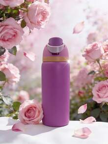 OW Pinkish Purple Large Capacity Stainless Steel Water Bottle,32oz/945ml,With A Straw,Exquisite Appearance,Keeps Drinks Hot Or Cold,Can Hold Iced Drinks And Water,Suitable For Work,Sports,Indoors And Outdoors,For Students And Workers,Gift - 粉紅紫色 - 查看 4