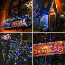 1条 104/78/39.3/19.6英尺（300/200/100/50LED）太阳能户外灯串，铜线太阳能仙女灯，12种模式，适用于花园、庭院、树木、圣诞节派对、婚礼（暖白光，多色） - 太陽能銅線燈 - 查看 6