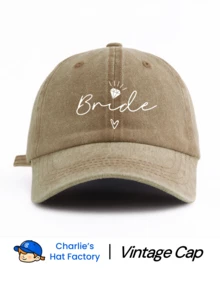 1pc Vintage Washed Baseball Cap - Bride Team Pattern Print - Retro Soft Adjustable Sun Hat, Suitable For Couples Party - Retro Washed Baseball Cap - View 27