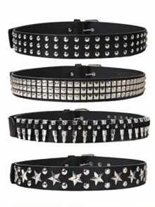1 chiếc thắt lưng nữ kiểu Gothic Punk Rock đính đinh tán, phong cách thường ngày, dùng cho quần jeans. - Nhiều màu - Xem 8