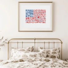 1pc Watercolor Style American Flag & Floral Pattern: Patriotic Wall Art, Independence Day Celebration, Frameable Or Unframed, Ideal Housewarming Gift, College Dorm Apartment Decor, Suitable For Hotel, Home, Living Room, Bedroom, Bathroom And Office Wall Decoration - A - View 4