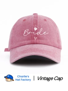 1pc Vintage Washed Baseball Cap - Bride Team Pattern Print - Retro Soft Adjustable Sun Hat, Suitable For Couples Party - Retro Washed Baseball Cap - View 2