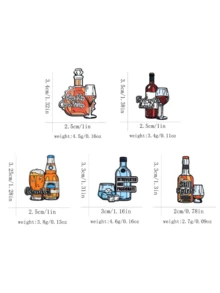 1/5枚趣味酒精胸针，经典葡萄酒、威士忌、啤酒及语录珐琅翻领别针，锌合金材质，酷炫街头风男士配饰，完美搭配牛仔外套和包包，男士理想礼物 - 彩色 - 查看 13