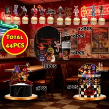 Five Nights at Freddy's FNAF 44件套派对组合套装，包括蛋糕旗、蛋糕装饰插牌、吸管、派对装饰品、节日派对用品、生日派对装饰，适用于万圣节、复活节、圣诞节、毕业典礼等场合。 - FNAF 吸管餐杯 Cake Flag 2 蛋糕插 - 查看 4