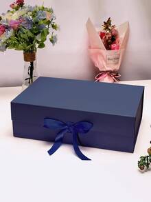 1pc Foldable Gift Box, Gift Packaging Box, Suitable For Mother's Day, Father's Day, Halloween, Christmas To Pack Gifts For Family And Friends, Universal Holiday Gift Wrap - Dark Blue - View 7