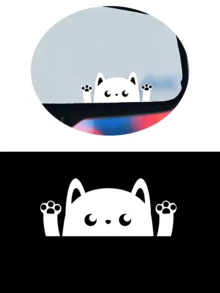 Cute Black Cat Silhouette Mirror Decal, Funny Peeking Cat Sticker For Car Rearview Mirror, Laptop & Phone Decor - A - View 9