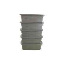 5 Plastic Storage Boxes, Shoe Rack, Multipurpose Organizer - Light Grey - View 2