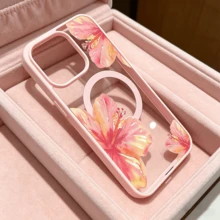 Watercolor Hibiscus Flowers White Background Element Design Pink Magnetic Phone Case For IPhone 16/15/14/13/12/11/X/XS - Slim TPU Protective Cover, Anti-Slip & Scratch Resistant | Perfect Birthday Present For Her | Summer Gift Idea - 粉色 - 查看 5
