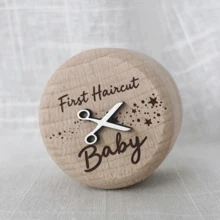 Baby’s First Lock of Hair Keepsake Box 新生儿必备木质宝宝第一次理发纪念盒，新生儿第一次理发收纳盒，婴儿派对礼物，新生儿男女宝宝派对装饰，新生儿公告，新生儿必备礼物 - 彩色 - 查看 4