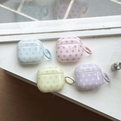极简清新马卡龙四色波点挂环耳机保护套，兼容第四代，可爱耳机套，兼容Apple 2/3/Pro 3，韩版Pro 2保护套，女生适用
