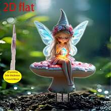 2D Flat Fairy Garden Decor - Bohemian Glowing Mushrooms, Soft Color Outdoor Patio Decoration, Easy Installation For Patio/Lawn, Perfect Gift For Birthday/Christmas/Mother's Day, No Electricity Required, 2D Flat - A - View 6