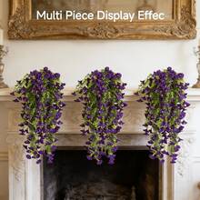 2pcs Artificial Hanging Eucalyptus, Bindweed Silk Flowers, UV-Resistant/Anti-Corrosion, Suitable For Outdoor/Indoor Hanging, Wall Plants, Applicable For Home Decor/Garden Decor/Party Decor/Wedding Decor/Room Decor/Patio Decor/Porch Decor, Suitable For Mother's Day/Teacher's Day Party Decor/Gifts - Purple Morning Glory Vines - View 7