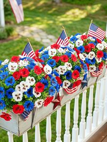 4pcs Artificial Colorful Floral Bouquet, Fake Daisy, Eucalyptus, Morning Glory Hanging Basket, UV-Resistant, Suitable For Outdoor Decor, Garden, Patio, Corridor, Balcony, Wedding, Bouquet, Summer Decor, Home Decor, Living Room, Bedroom, Tabletop, Wall, Vase Filler, Birthday Gift, Graduation Gift - Red, White and Blue - View 2