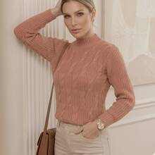 Women's Long-Sleeved Knit Sweater With Premium Collar - 珊瑚粉 - 查看 4