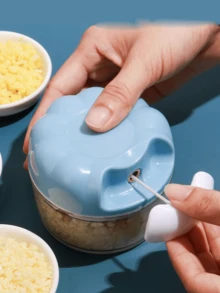 1pc Manual Food Processor, Vegetable Chopper, Onion Chopper, Garlic Chopper, Mini Food Processor, Vegetable Chopper, Kitchen Tool, Chopper/Blender, Suitable For Onion, Garlic, Ginger, Chili Pepper, Fruits - Multicolor - View 2