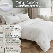 Duvet Cover Set Queen/King Size 100% Microfiber Soft And Breathable 3 Pieces Premium Comforter Cover Zipper Closure & Corner Ties White Solid(With 1 Duvet Cover And 2 Pillowcases) - White - View 5