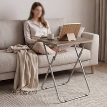 Portable Folding TV Dinner Table, Made Of Sturdy Medium-Density Fiberboard (MDF), Ideal For Use In The Living Room; No Assembly Required; Dimensions: 15 X 18.9 X 26 Inches (3D, 1 Piece) - 3D木紋 - 查看 6