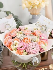 40pcs - Metal Flower Card Clips, Metal Flower Bouquet Clips And Heart Shaped Floral Tags, Suitable For Bouquet Decoration, Wedding Table Decor, Photo Card Clips, Floral Table Decor Clips, Party Favors, Flower Packaging, Banquet, Holiday, Party, Wedding, Birthday, Anniversary, Dining Table Decor, Mother's Day, Graduation Ceremony And Other Occasions, Multi-Functional Bouquet Clips. - Round - View 6