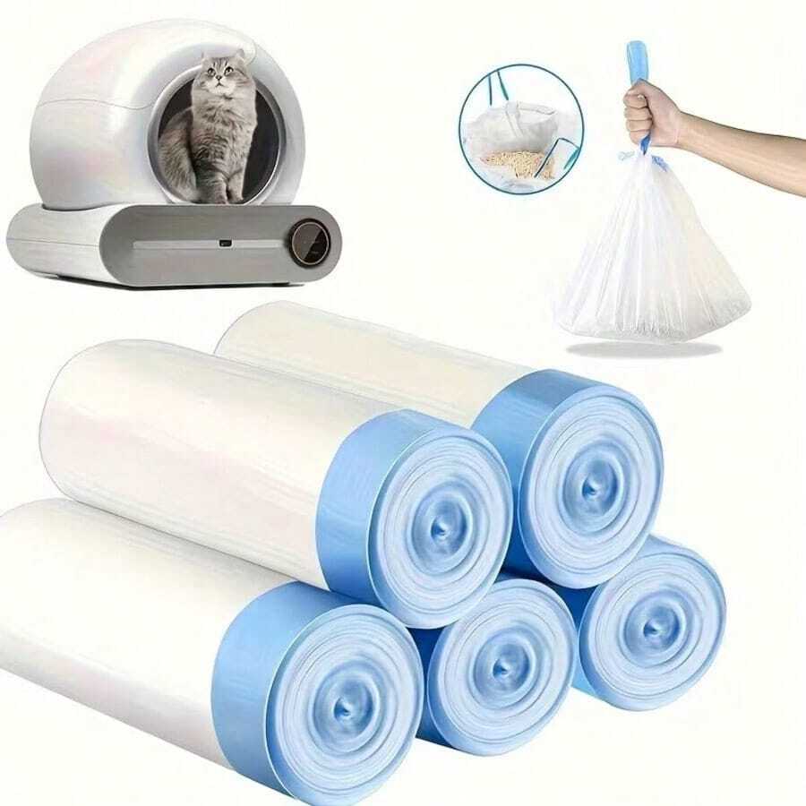 150PCS/45PCS Thickened Durable Pet Poop Bags With Drawstring Closure - Large Leak-Proof Tear-Resistant Waste Bags For Dogs, Cats, Litter Box Cleaning - Suitable For Home, Travel, Crate Training - Compatible With Automatic Feeders, High Capacity Reliable Quality, Cat Owner's First Choice