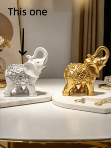 1pc Modern Minimalist Gold/Silver Resin Elephant Figurine, Suitable For Home And Office Decor | Ideal Gift For Halloween, Christmas, Easter, Thanksgiving And Other Holidays - Multicolor - View 10