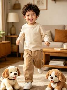 1pc Boys' Loose Comfortable Applique Denim Jeans, Casual Wear For Spring & Autumn - Khaki - View 8